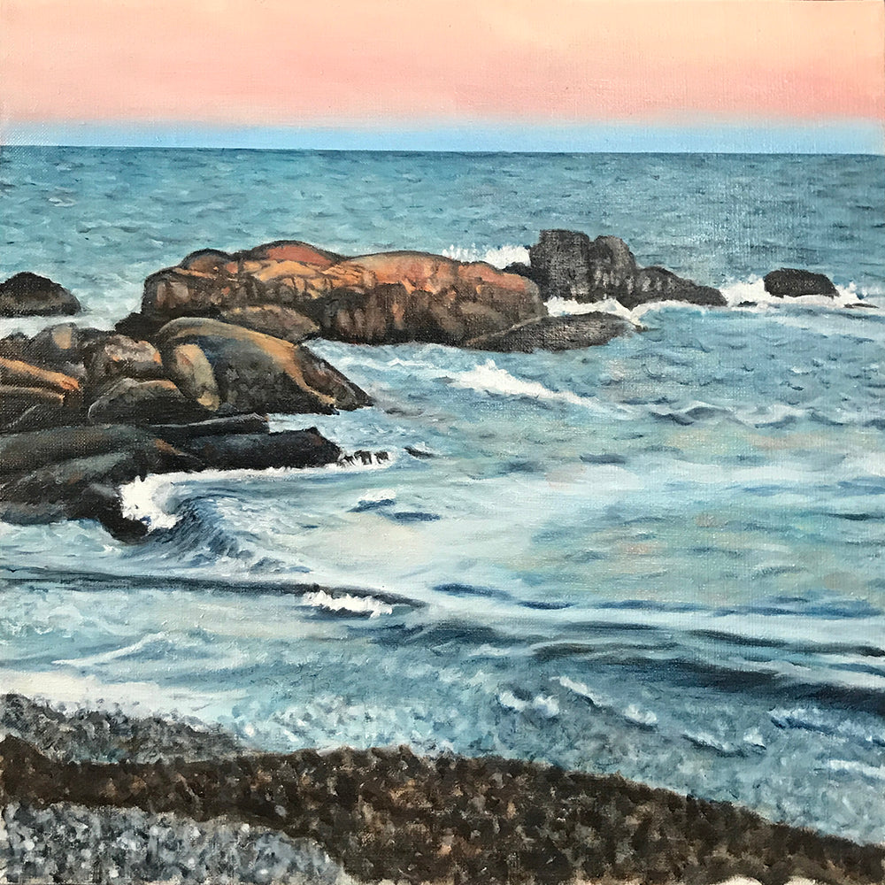Turquiose Sunset - Biddeford Pool Maine.....oil on linen - 16" x 16" - 2020